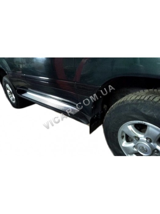 Пороги боковые черные / серебряные Land Cruiser 100